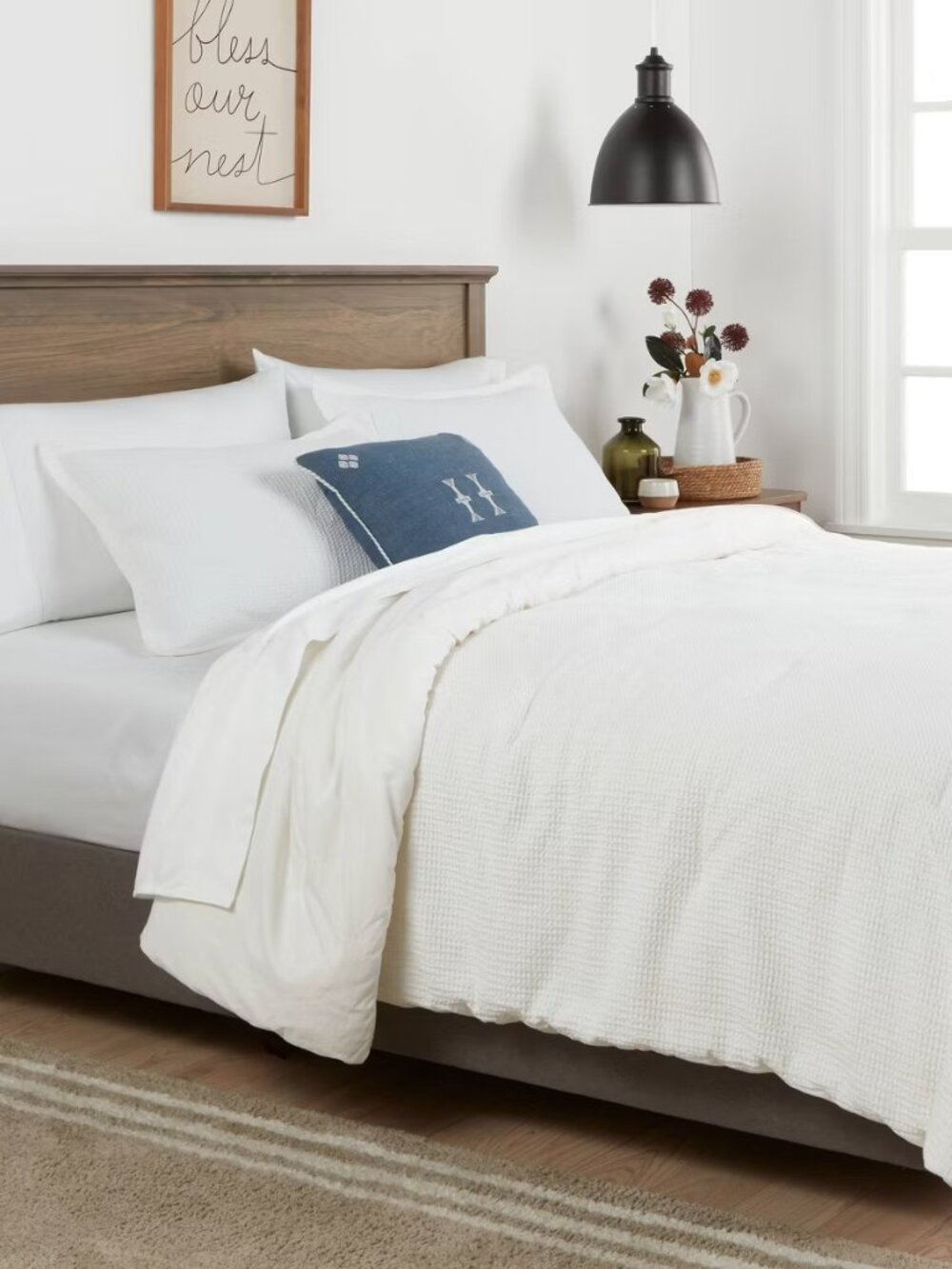 NWT Twin Extra Long Waffle Weave Comforter and Sham Set White - Threshold